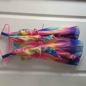 Girls Buyer Too Dress Rainbow Swirl Ruffle Party Dress NWOT